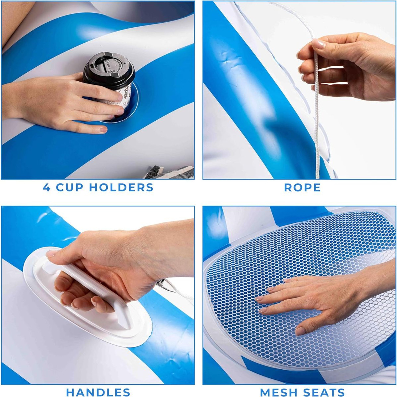 3-Person Pool Float with Handles and Cup Holders product image