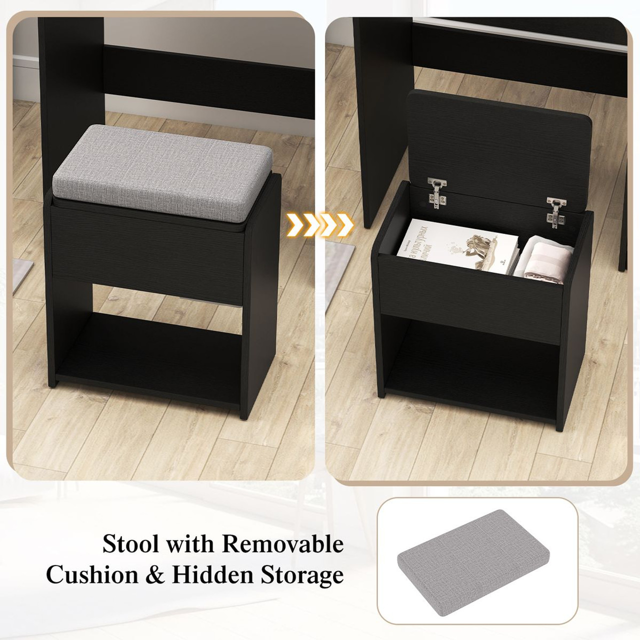 Vanity Mirror Desk Set with Built-in Charging Station product image