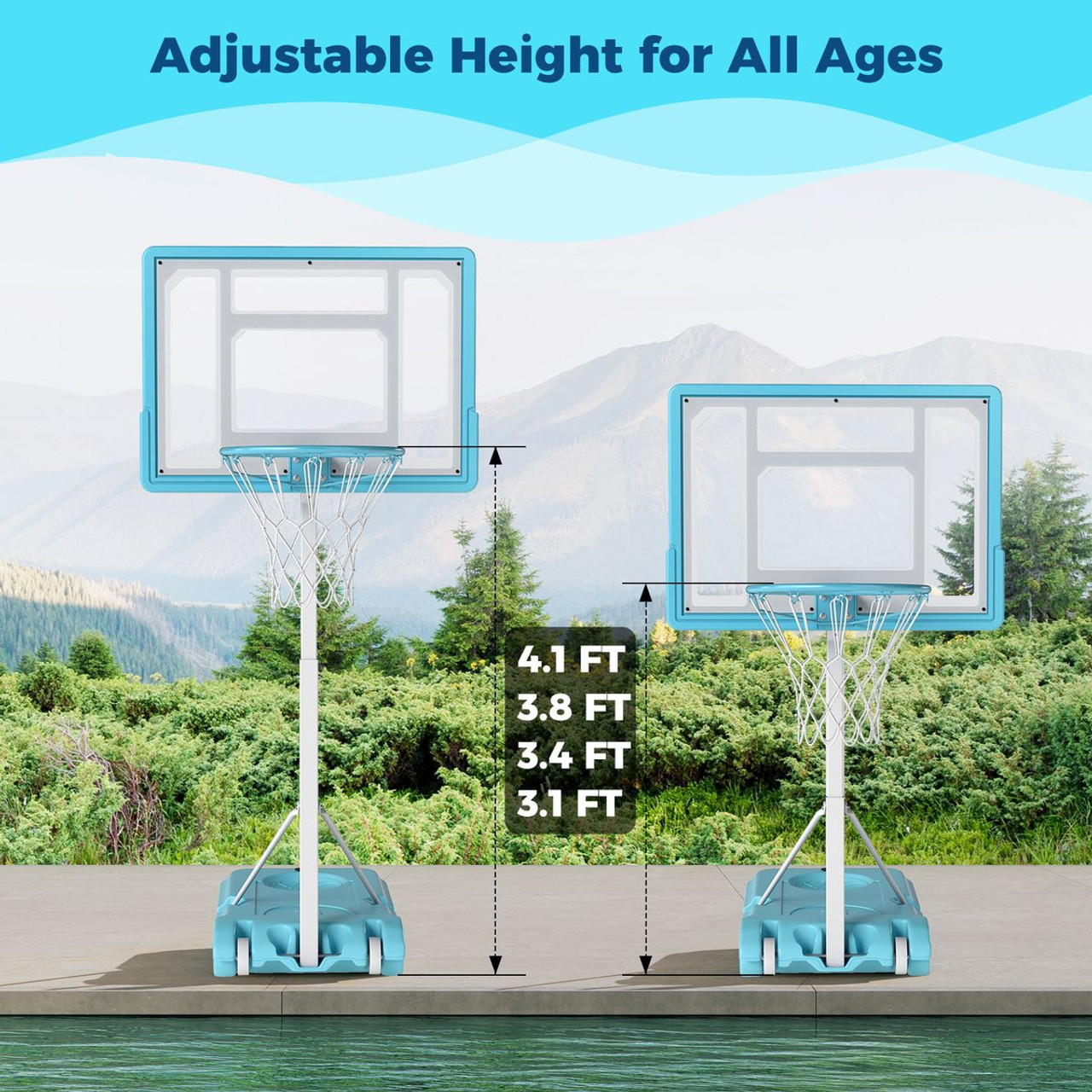 Adjustable Pool Basketball Hoop with Fillable Base product image