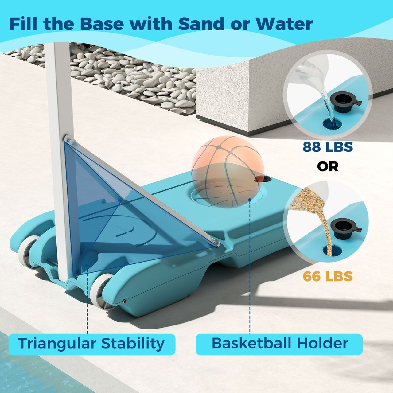 Adjustable Pool Basketball Hoop with Fillable Base product image