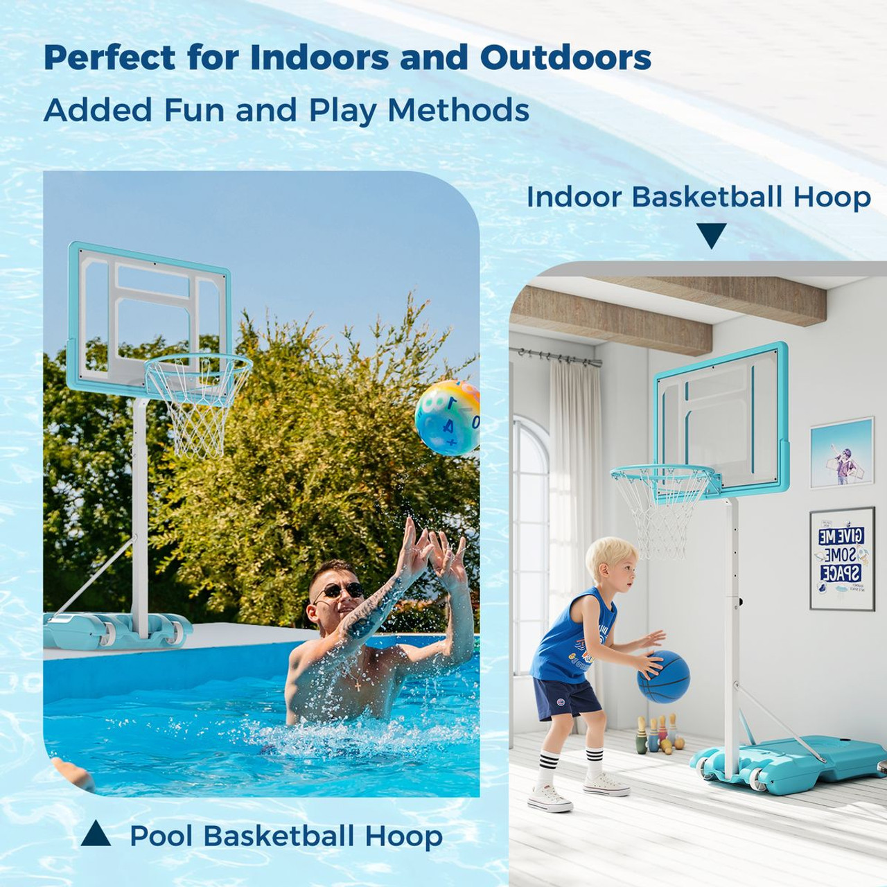Adjustable Pool Basketball Hoop with Fillable Base product image