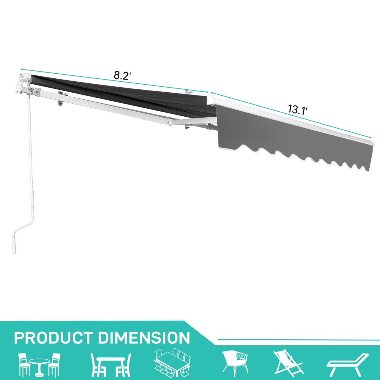 13 x 8-Foot Manual Retractable Patio Awning product image