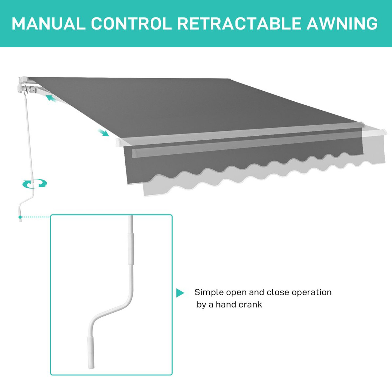 13 x 8-Foot Manual Retractable Patio Awning product image