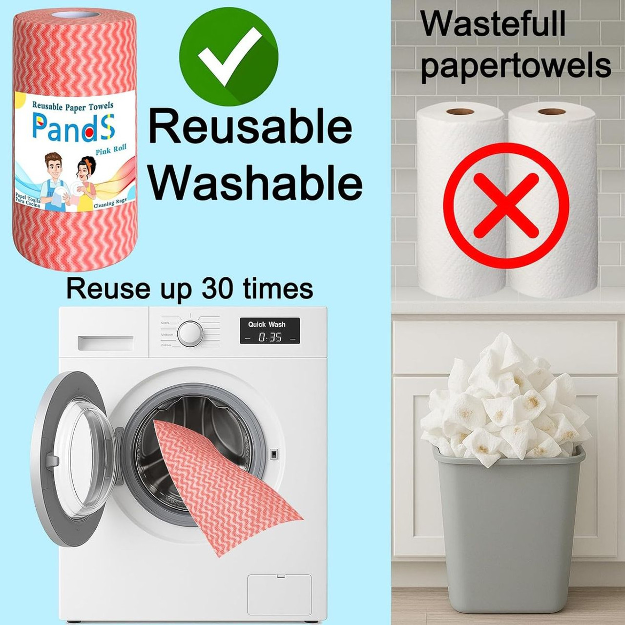 Reusable Paper Towels (60-Count) product image