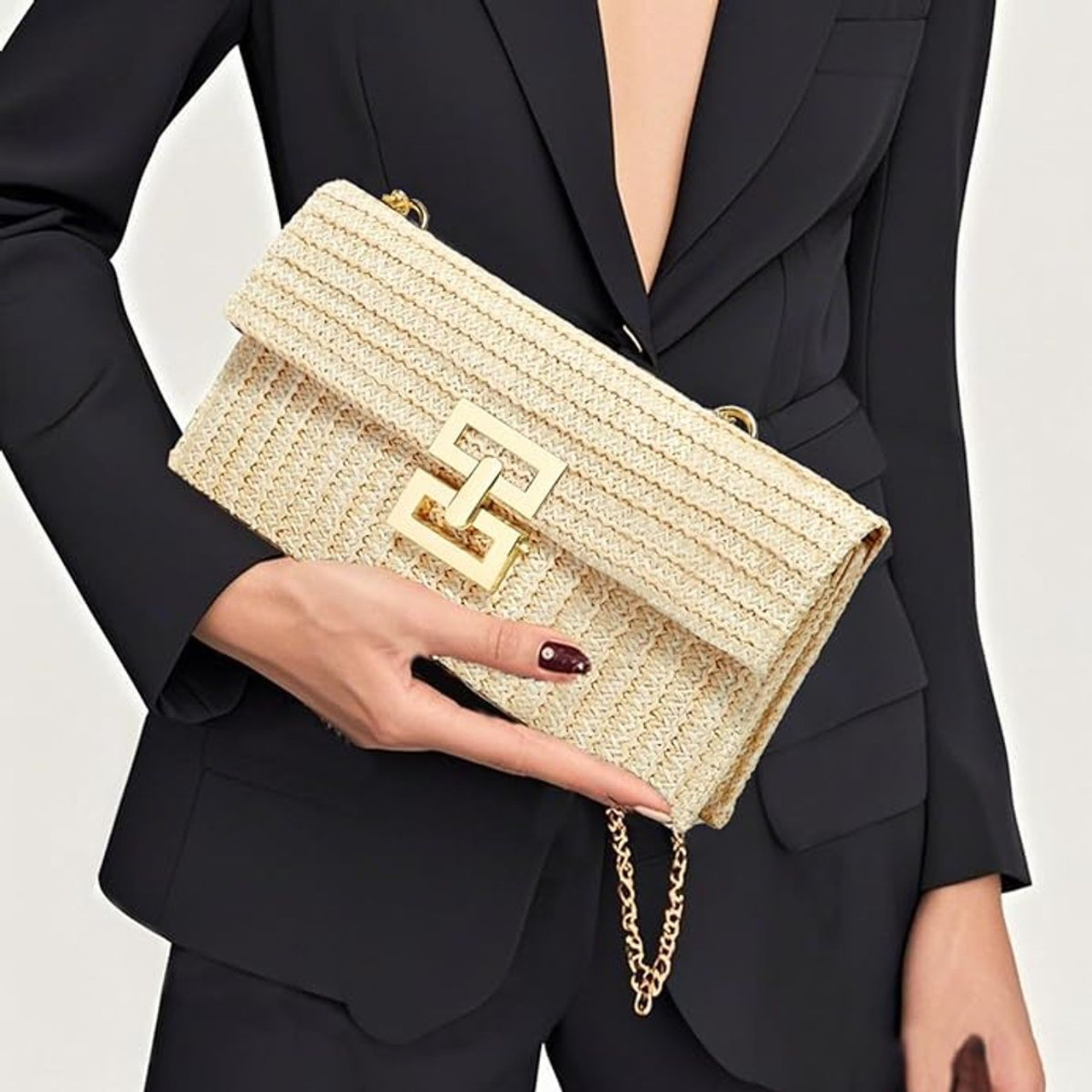 Straw Clutch Purse Crossbody Bag product image