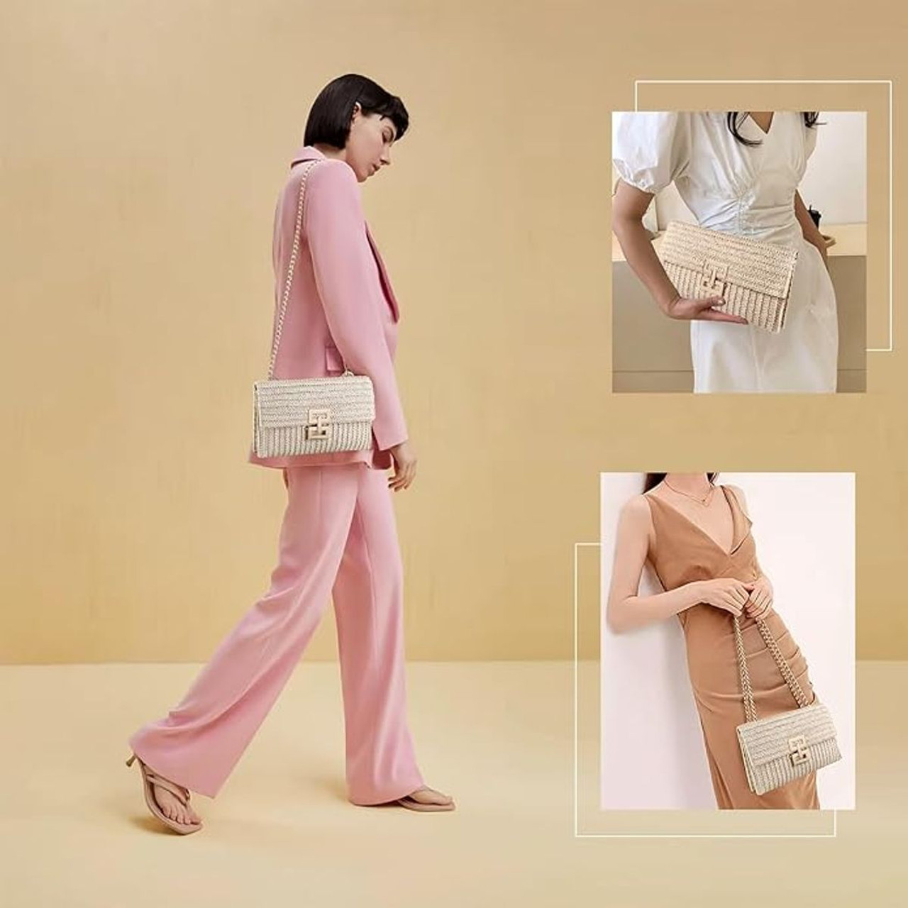 Straw Clutch Purse Crossbody Bag product image
