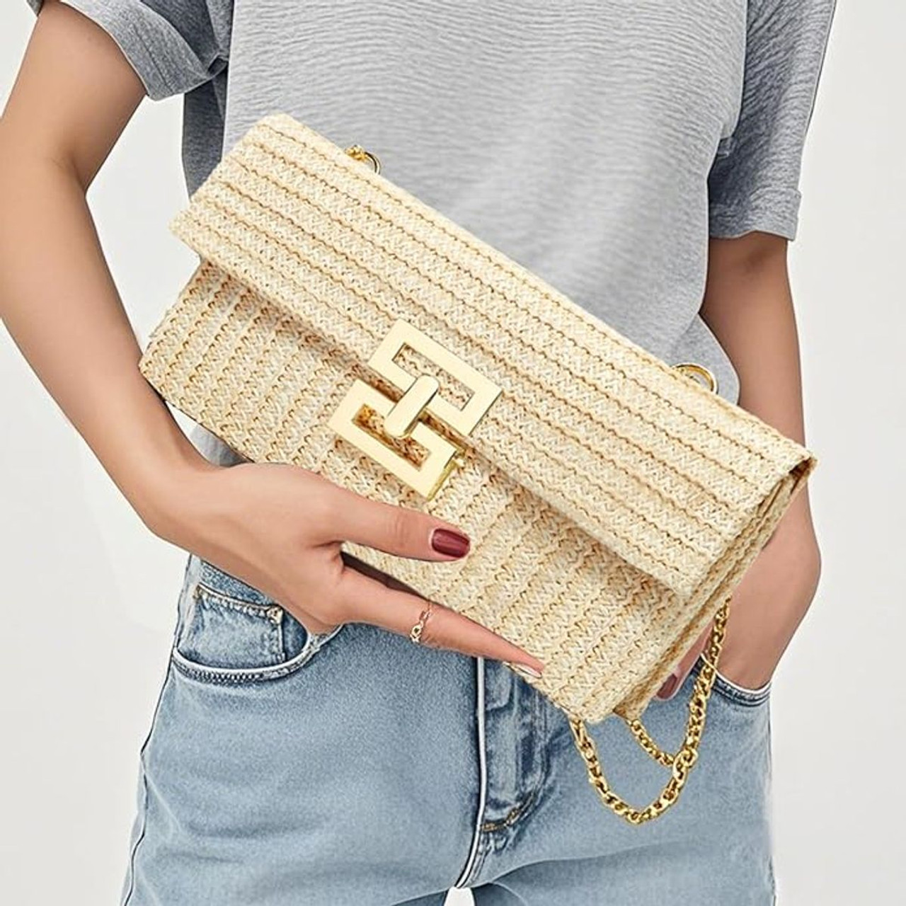 Straw Clutch Purse Crossbody Bag product image