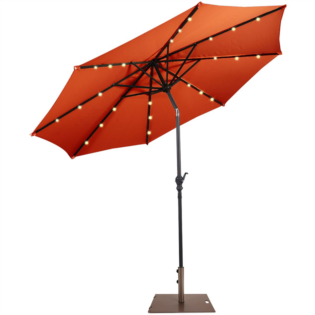 10-foot Outdoor Patio Umbrella with Solar Lights and Stand product image