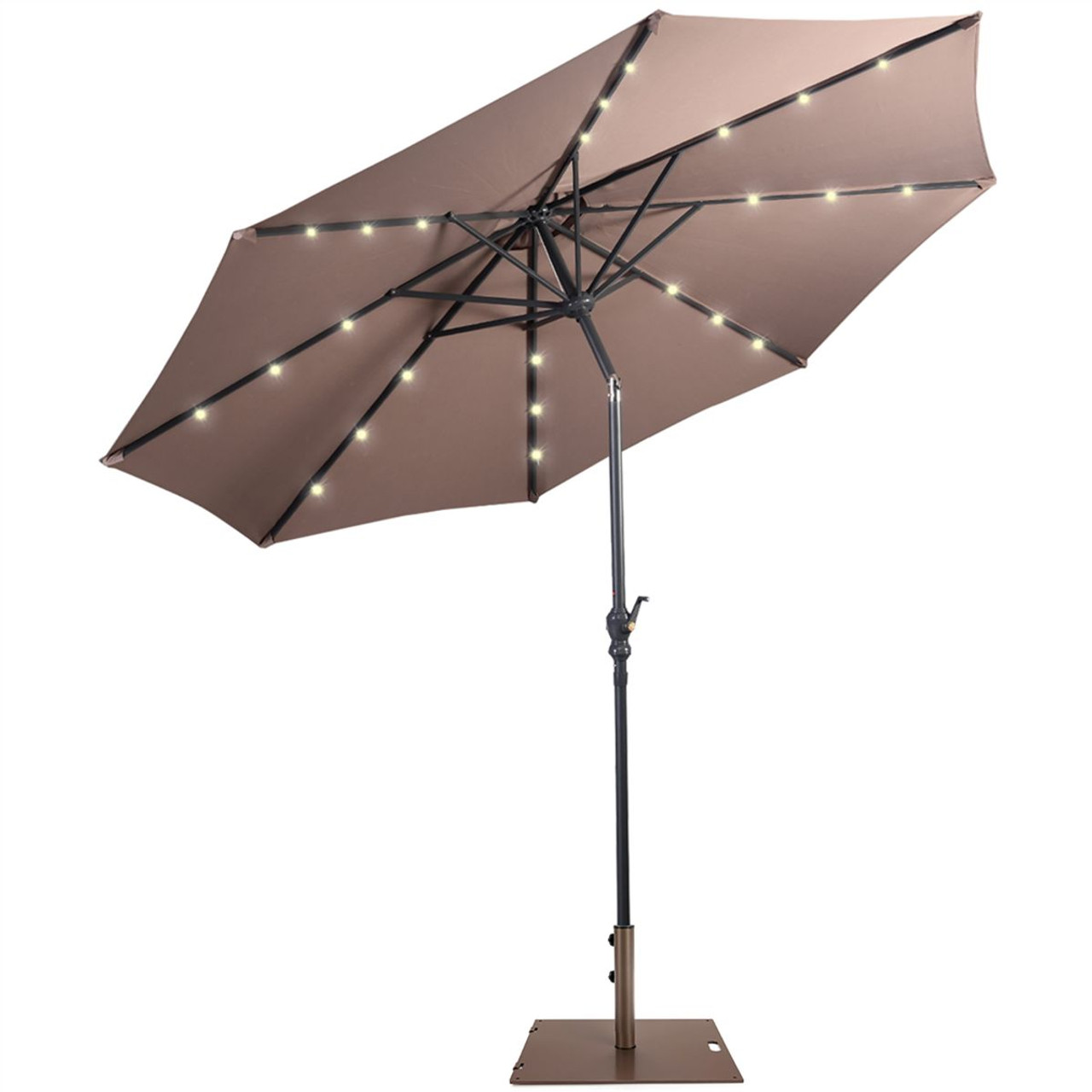 10-foot Outdoor Patio Umbrella with Solar Lights and Stand product image