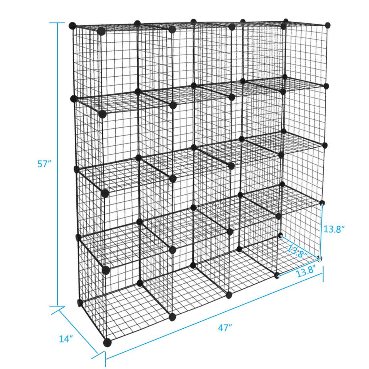 16-Cube Stackable Metal Grid Modular Shelves product image