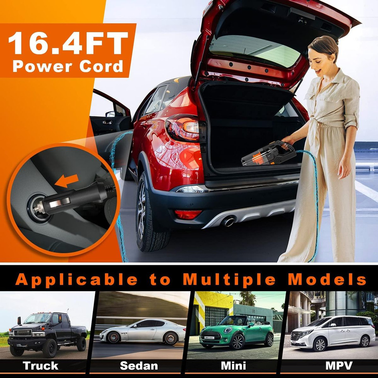 CherylonCar SV-11 Portable Handheld Car Vacuum product image