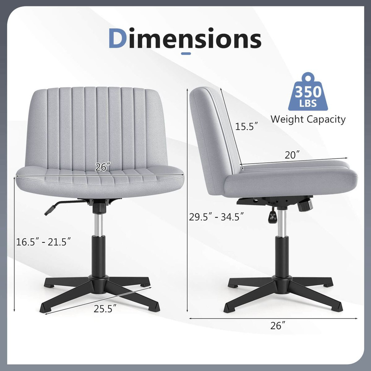 Cross Leg Desk Chair with Soft Cushion and Adjustable Height product image
