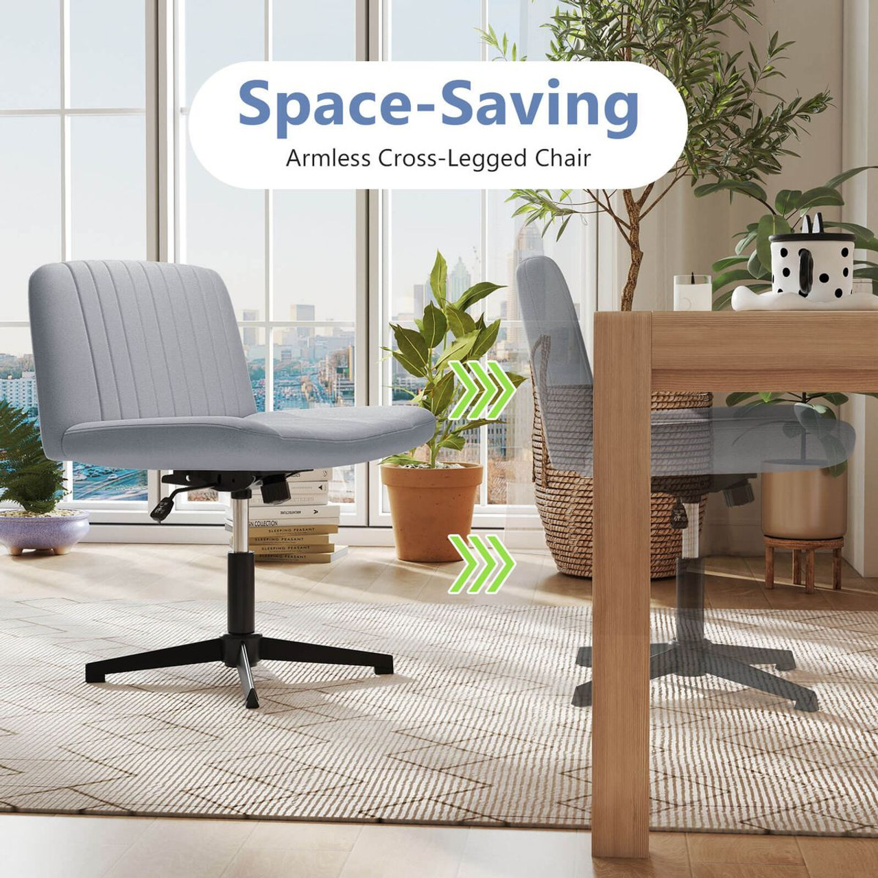 Cross Leg Desk Chair with Soft Cushion and Adjustable Height product image