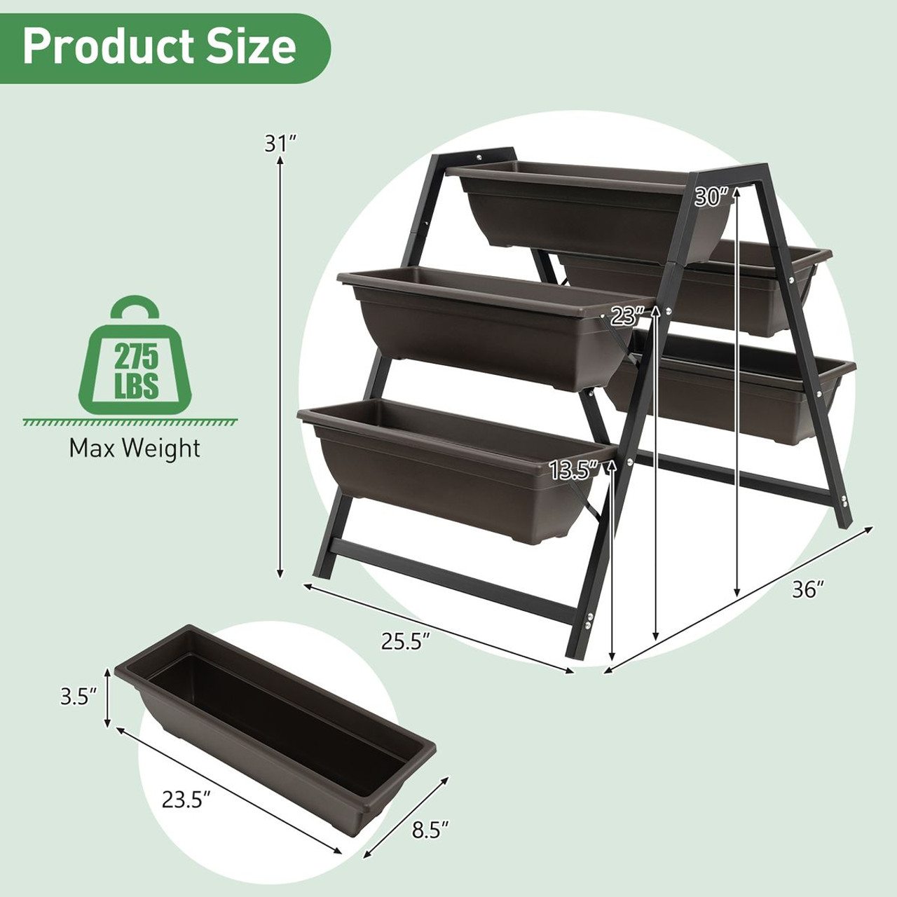 31”H Plant Stand with 5 Boxes product image