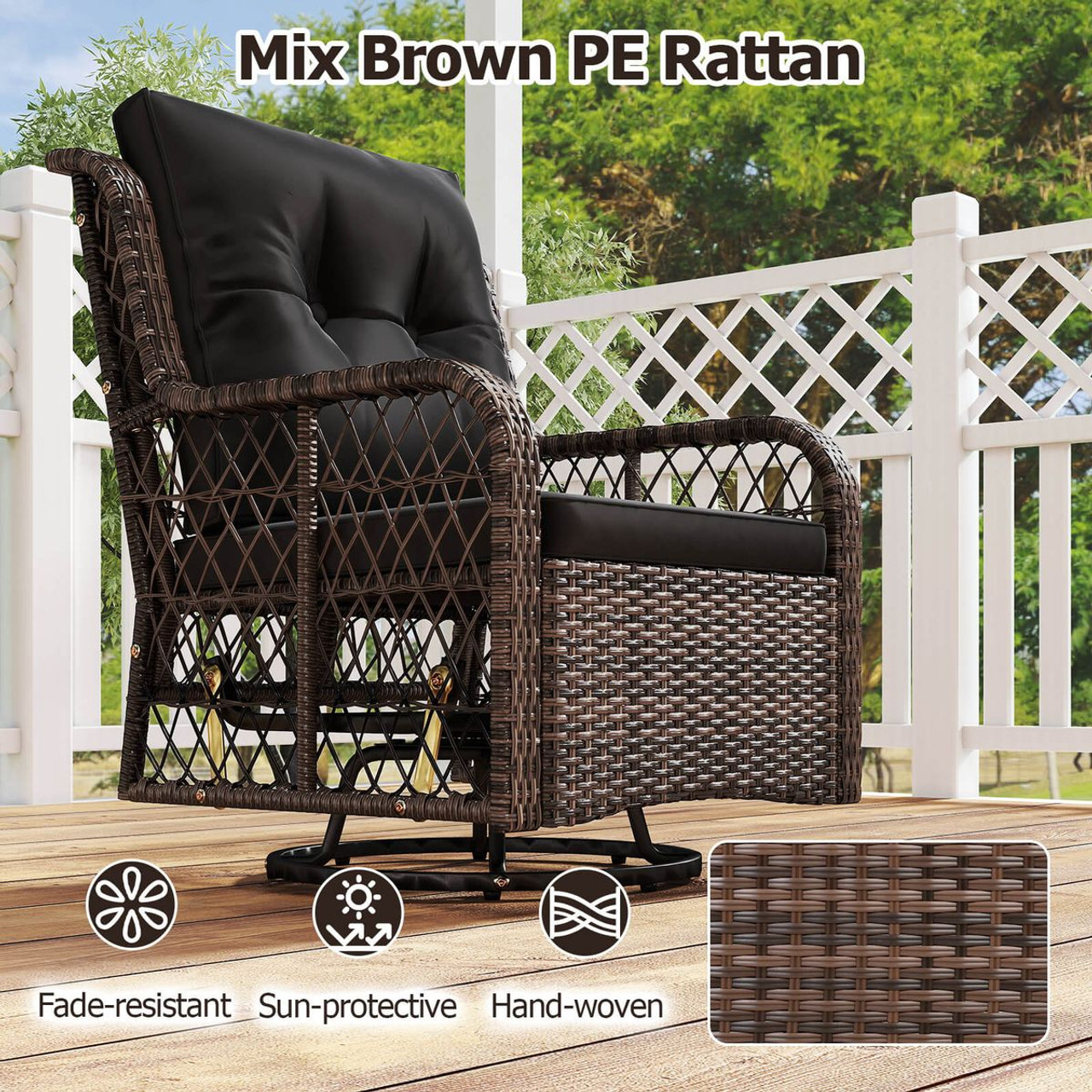 3-Piece Patio Furniture Set with 2-Tier Side Table and Cushions product image