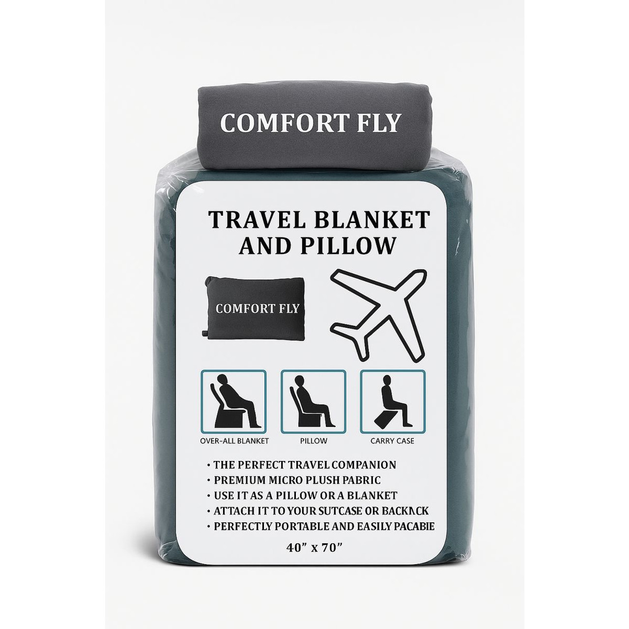 Comfort Fly 2-in-1 Micro Plush Travel Blanket/Pillow with Pouch product image