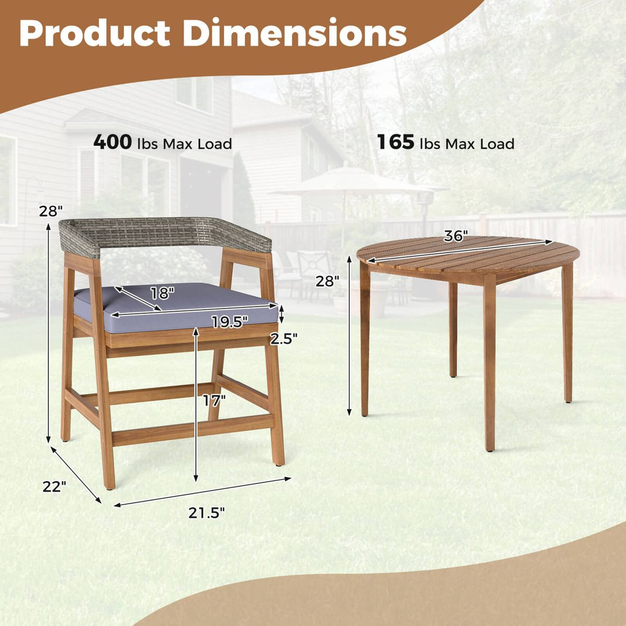 5-Piece Patio Dining Set with Soft Cushions product image