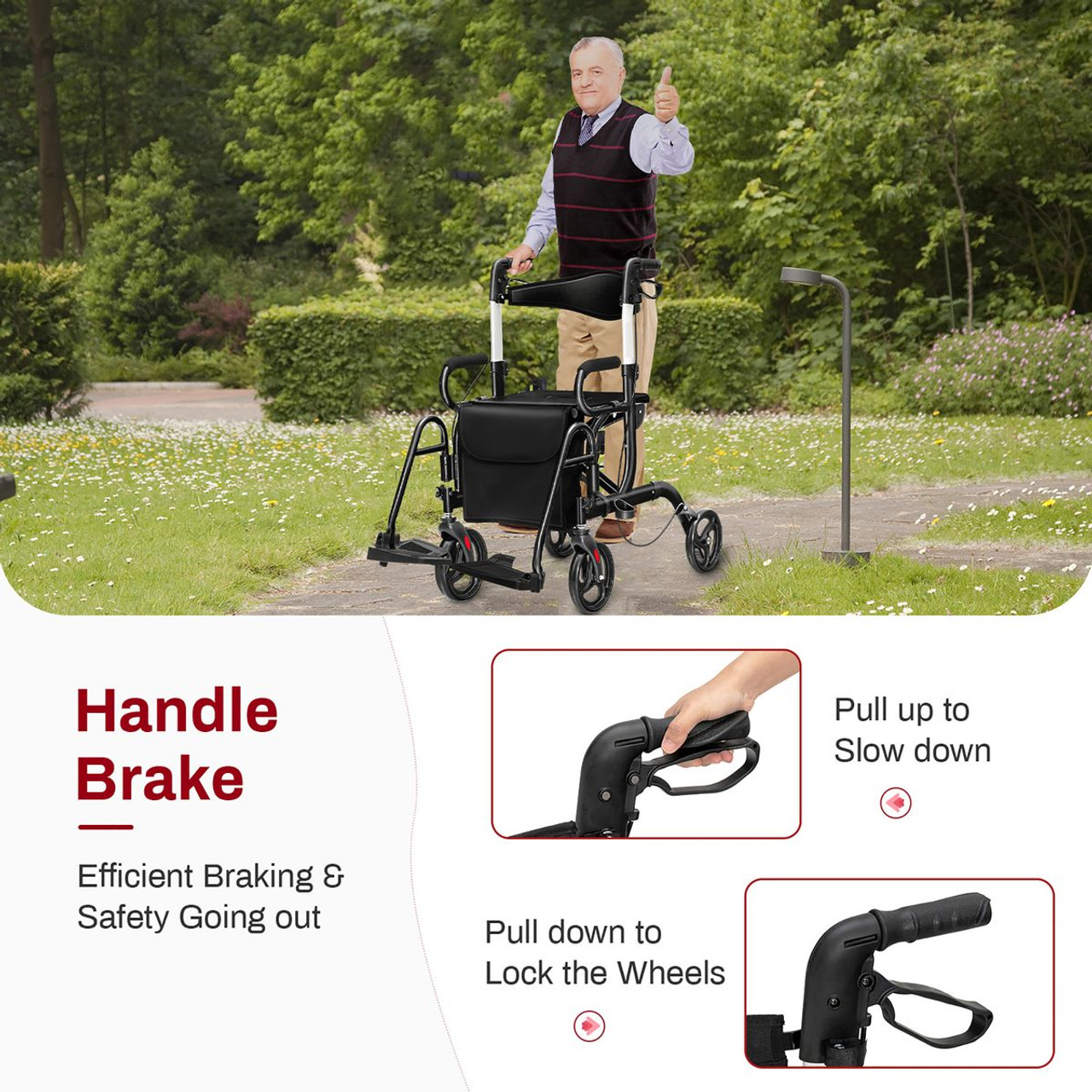 Rollator Walker with Foldable Design and Detachable Storage Bag product image