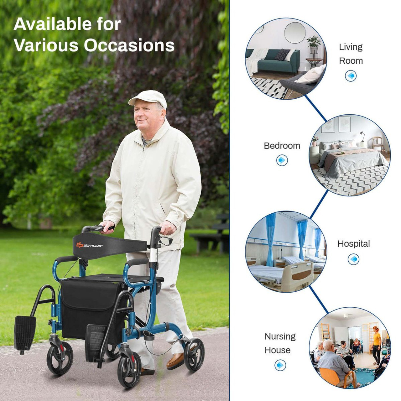 Rollator Walker with Foldable Design and Detachable Storage Bag product image