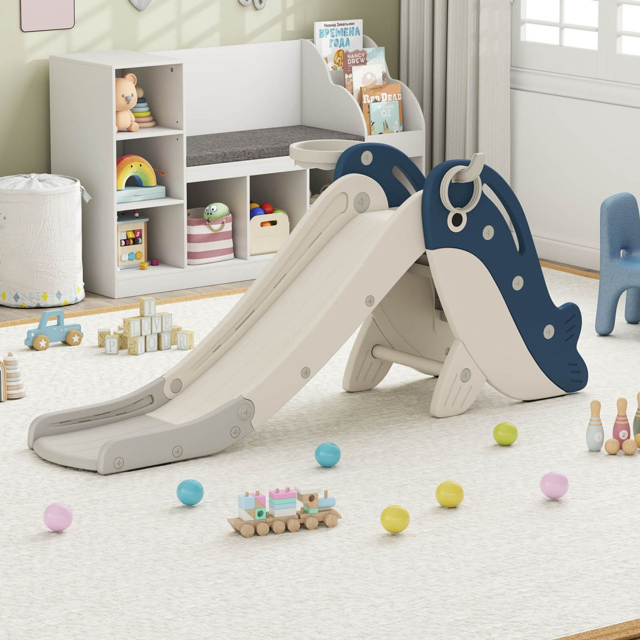 4-in-1 Toddler Slide Playground with Basketball and Rings product image  4-in-1 Toddler Slide Playground with Basketball and Rings product image