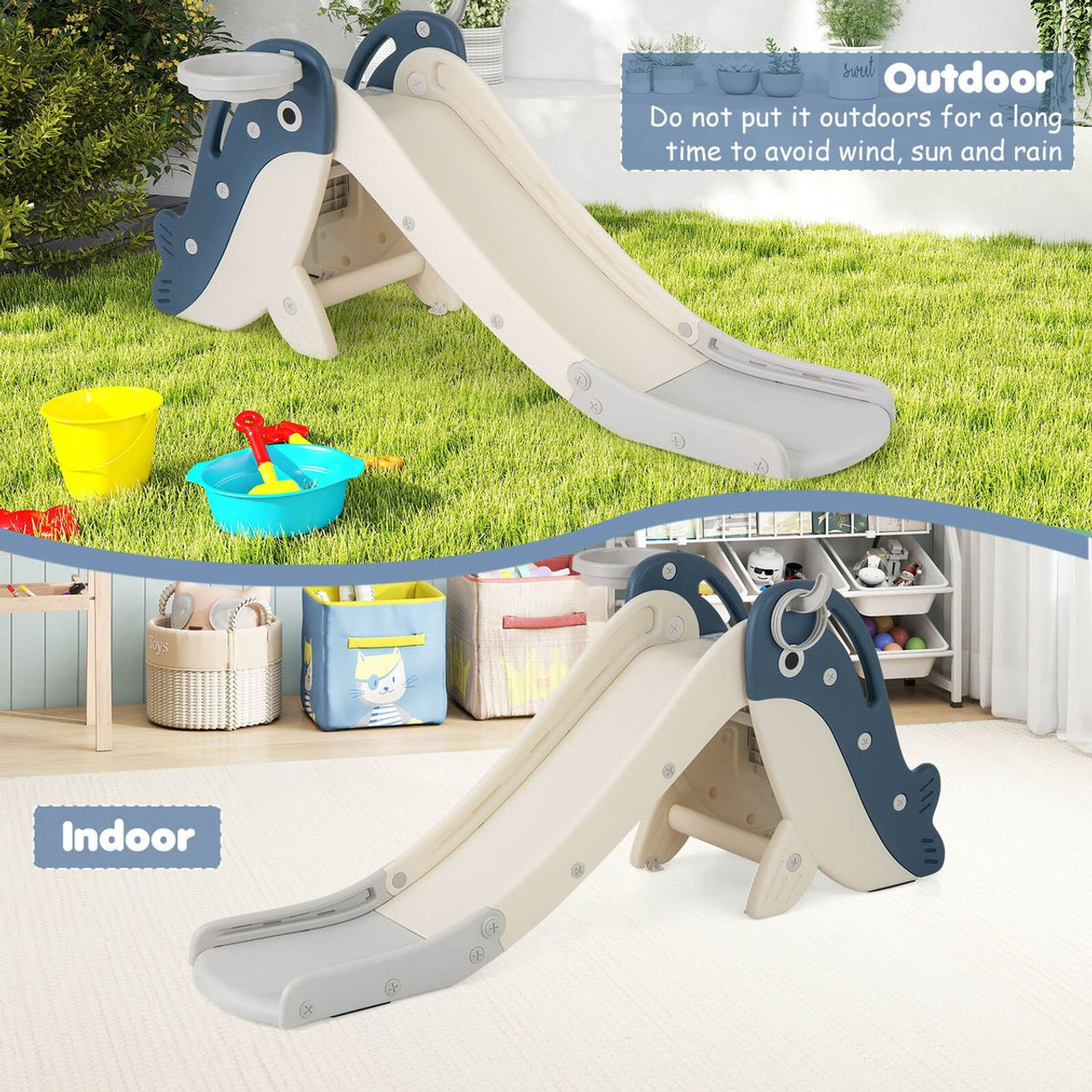 4-in-1 Toddler Slide Playground with Basketball and Rings product image  4-in-1 Toddler Slide Playground with Basketball and Rings product image