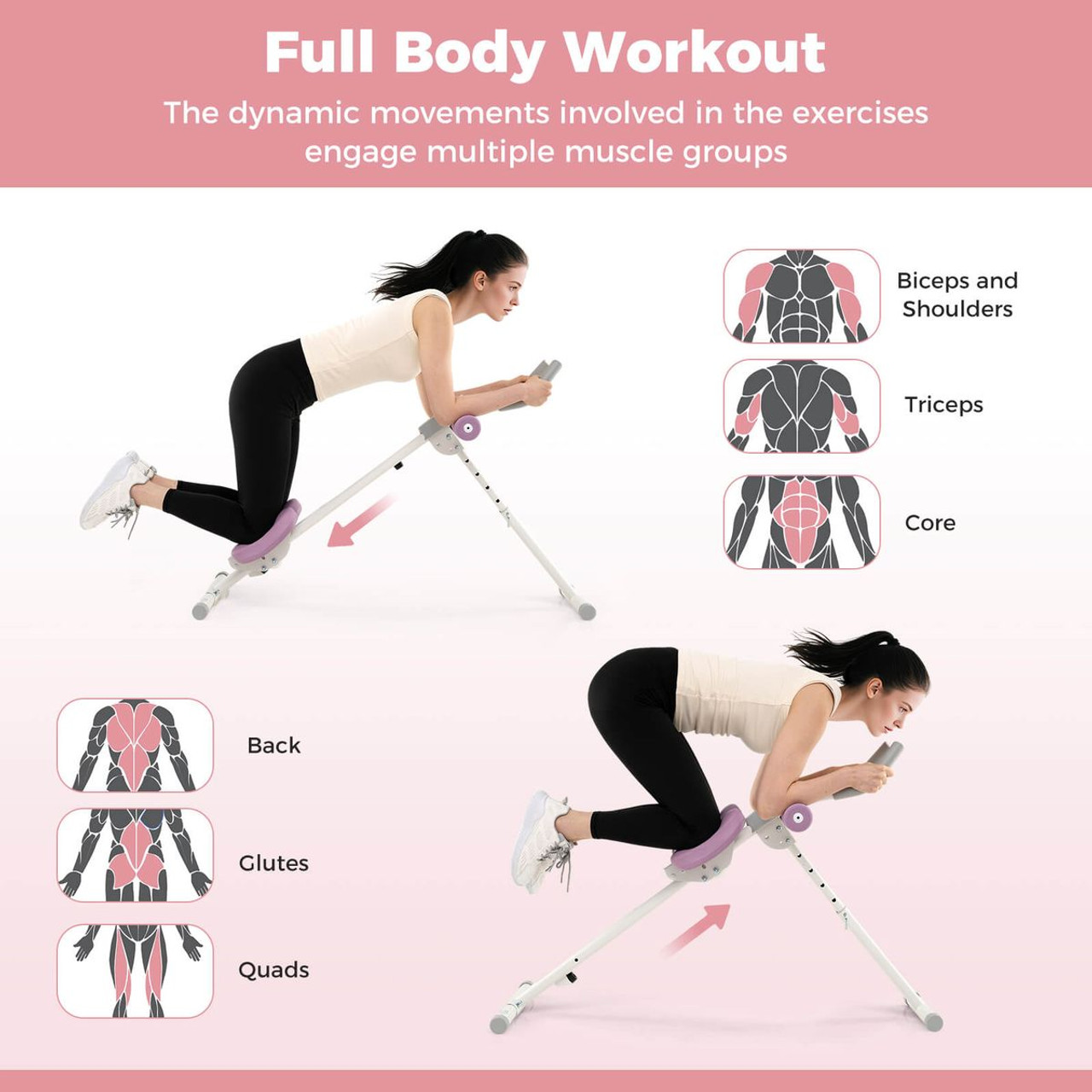 Adjustable Exercise Trainer with Foldable Design and Knee Cushions product image