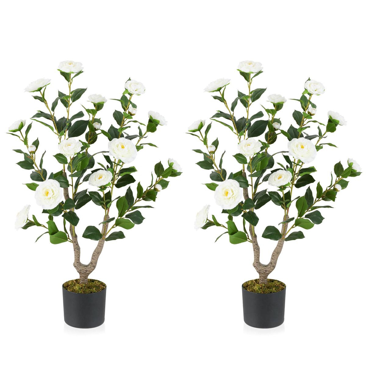 36" Artificial Camellia Tree with Cement Pot product image