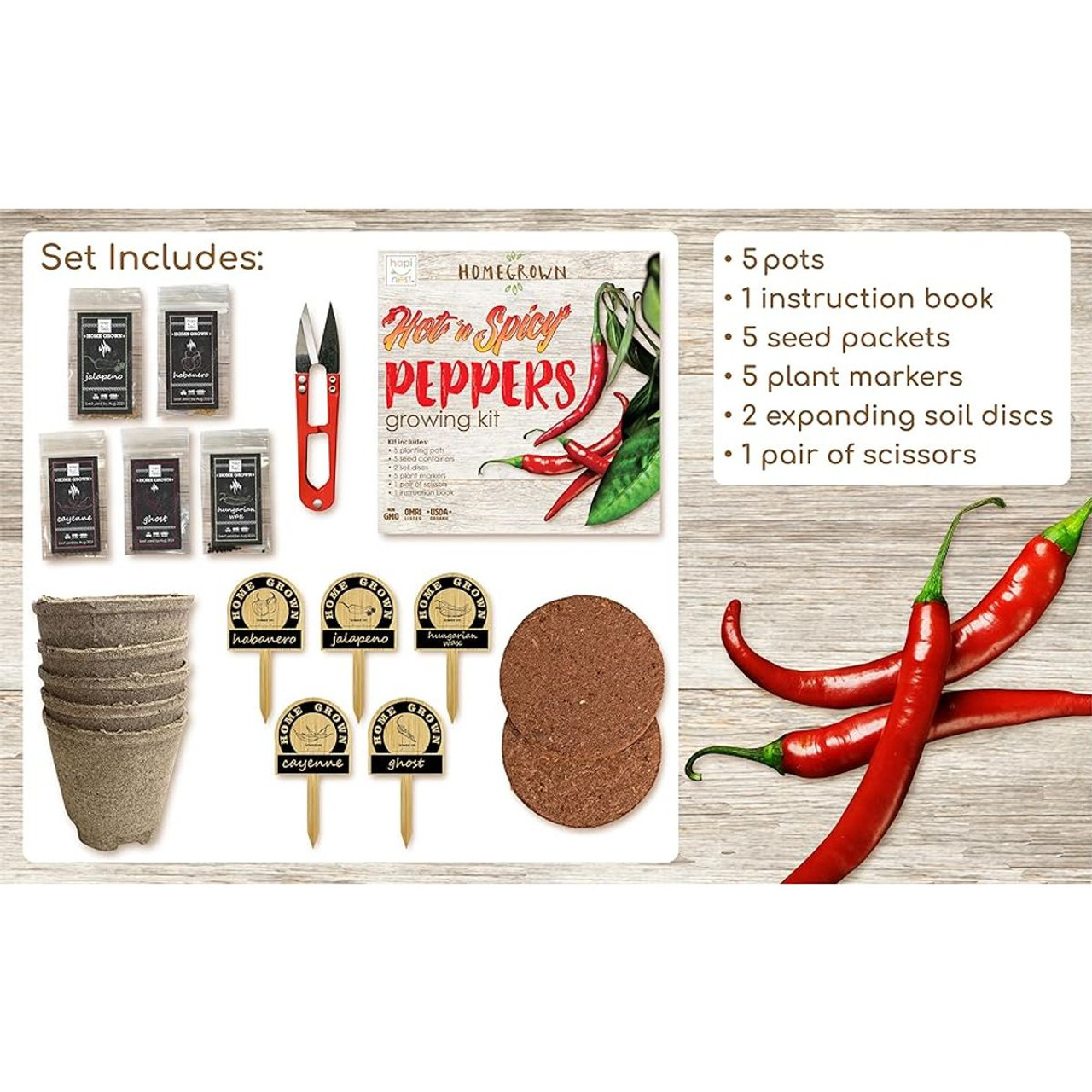 Hapinest Indoor Hot and Spicy Pepper Garden Seed Starter Kit  product image