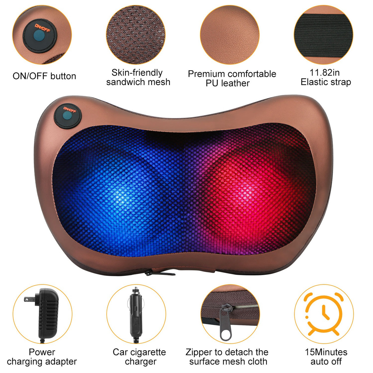 iMounTEK® Shiatsu Massager for Back and Neck with Car/Home Power Adapters product image
