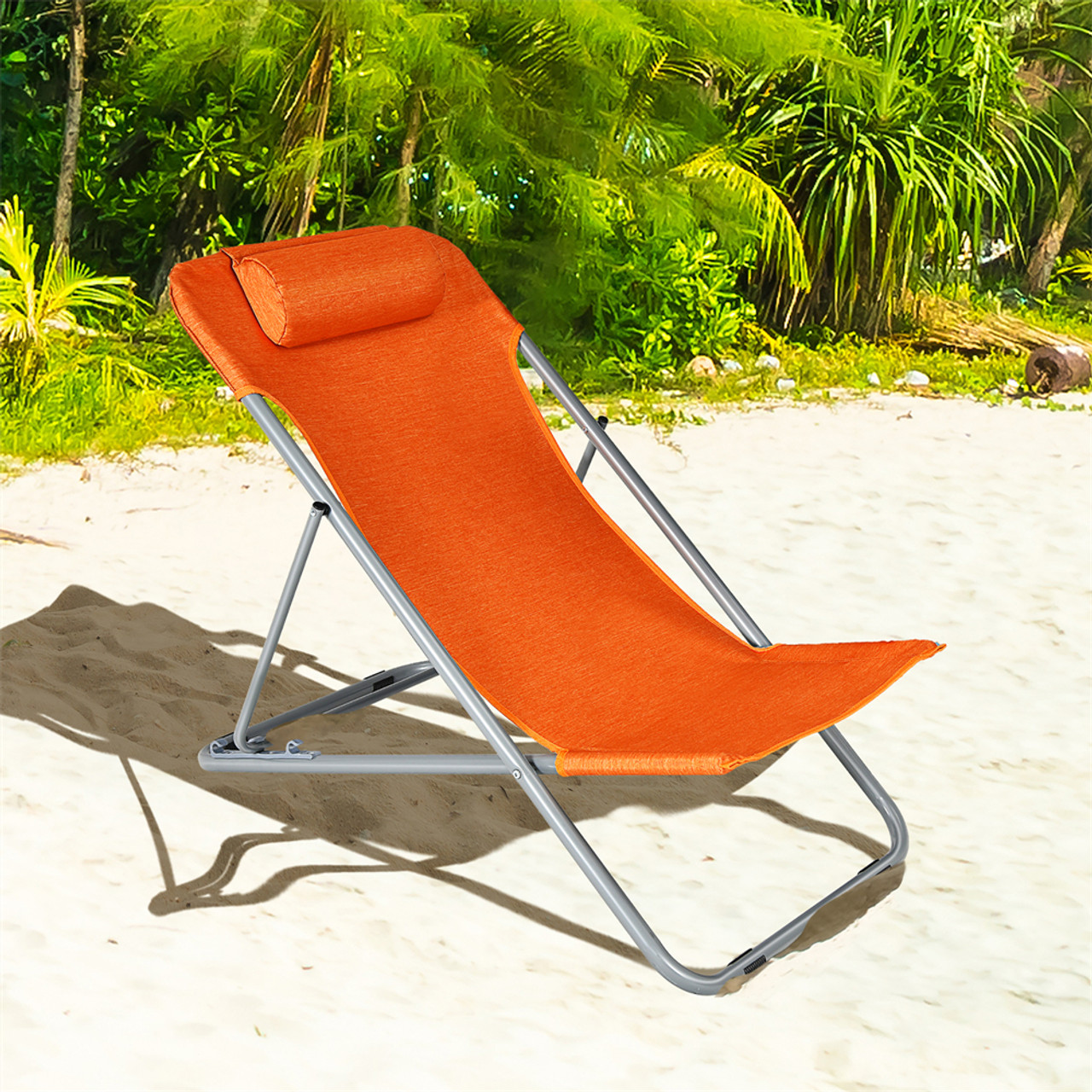 Portable Beach Chair with Headrest and Adjustable Backrest (Set of 2) product image