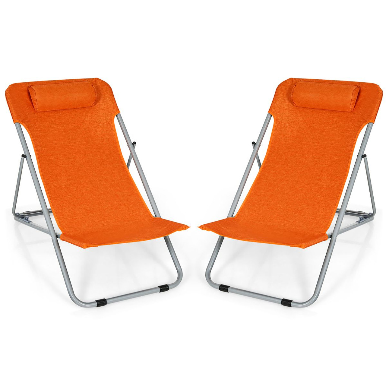 Portable Beach Chair with Headrest and Adjustable Backrest (Set of 2) product image