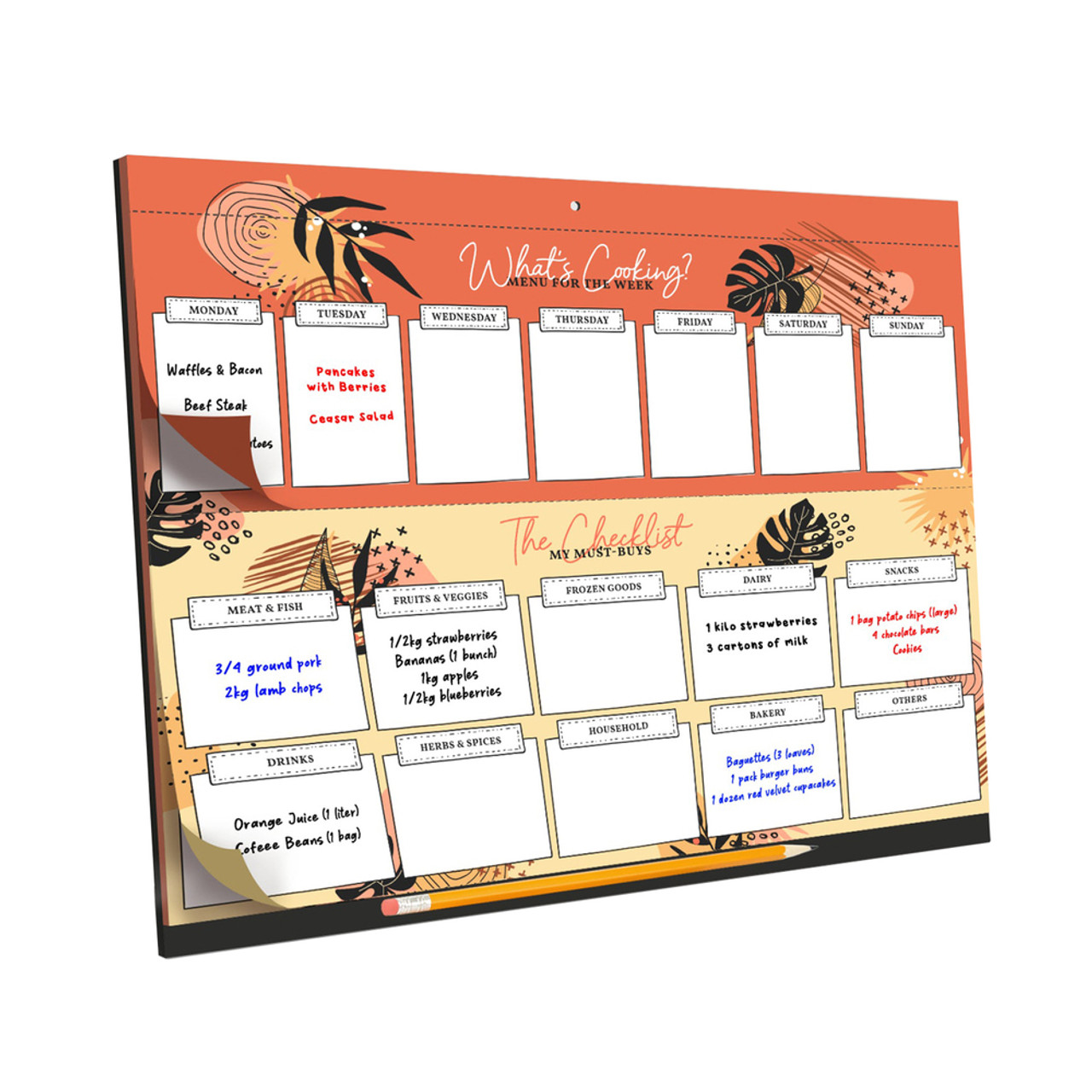 Easy Tear-off Meal & Shopping Planner with Magnetic or Wall Mount product image