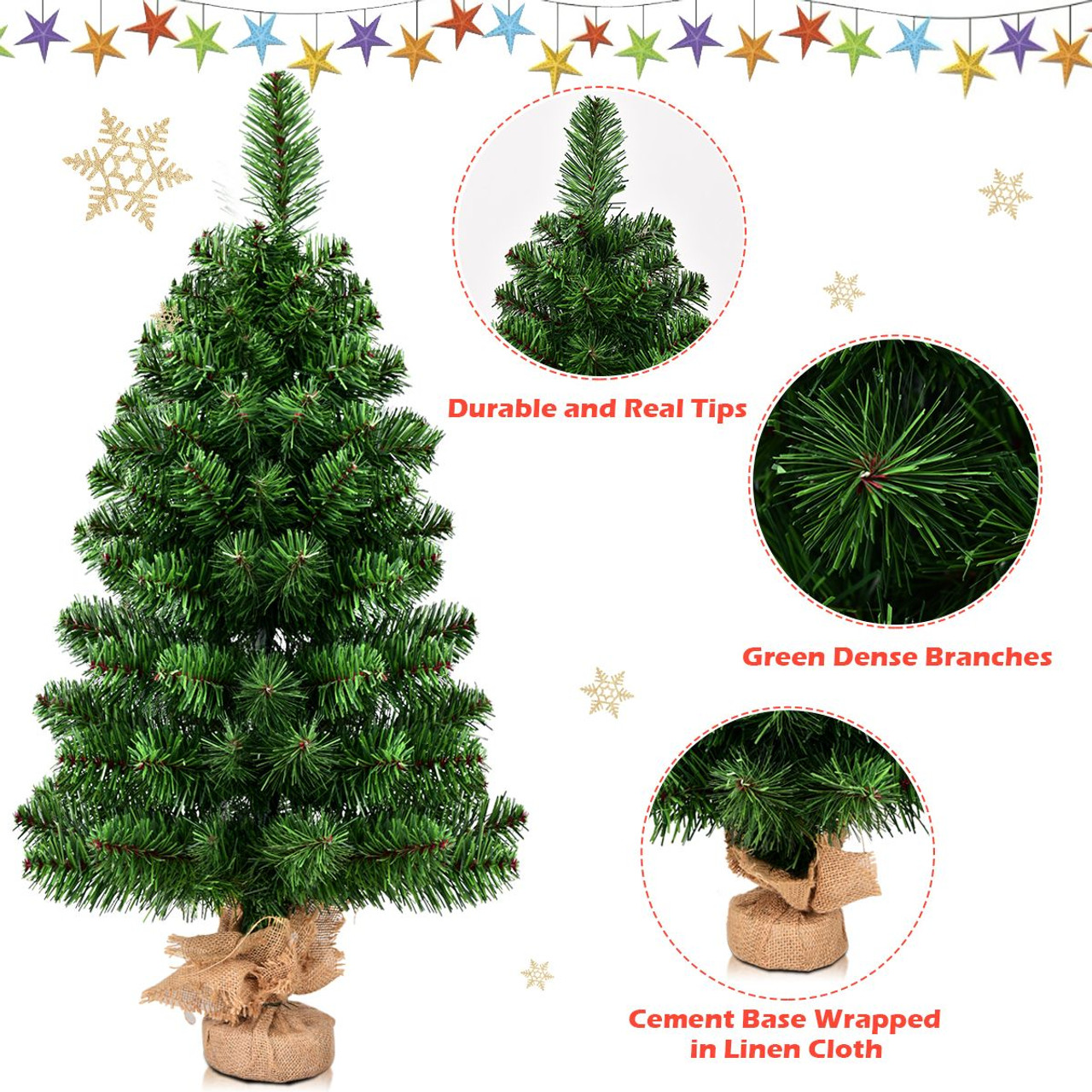3Ft Artificial Christmas Tree with Burlap Base product image