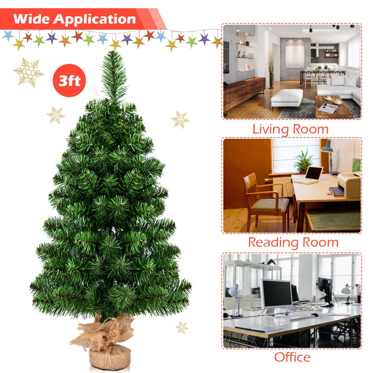 3Ft Artificial Christmas Tree with Burlap Base product image