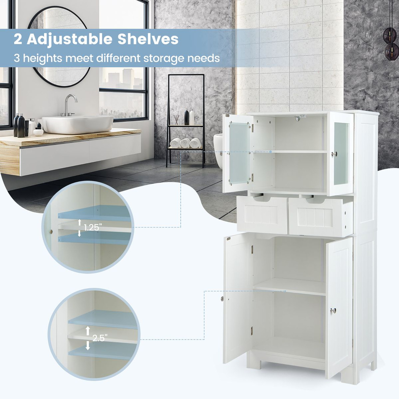 Bathroom Floor Storage Cabinet with 2 Drawers  product image