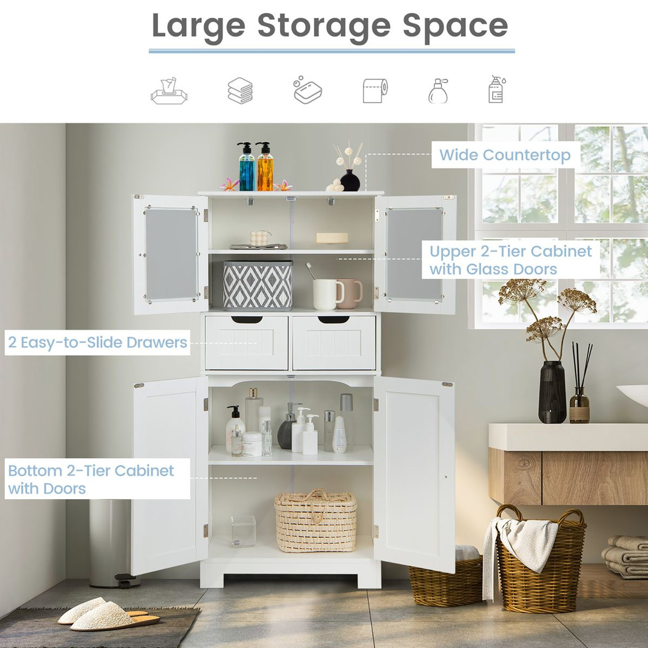 Bathroom Floor Storage Cabinet with 2 Drawers  product image