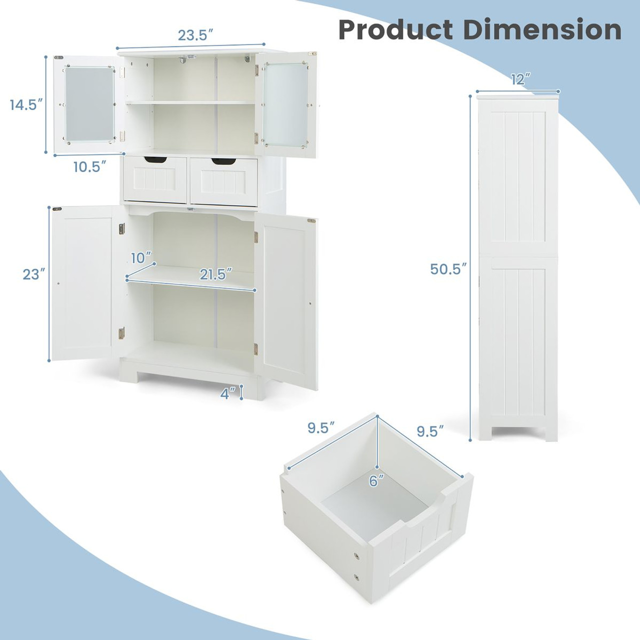 Bathroom Floor Storage Cabinet with 2 Drawers  product image