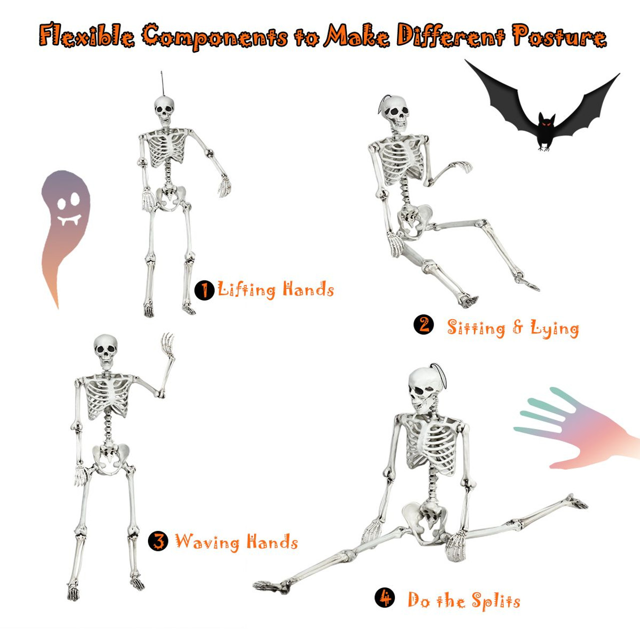 5.4 ft Posable Halloween Skeleton  product image