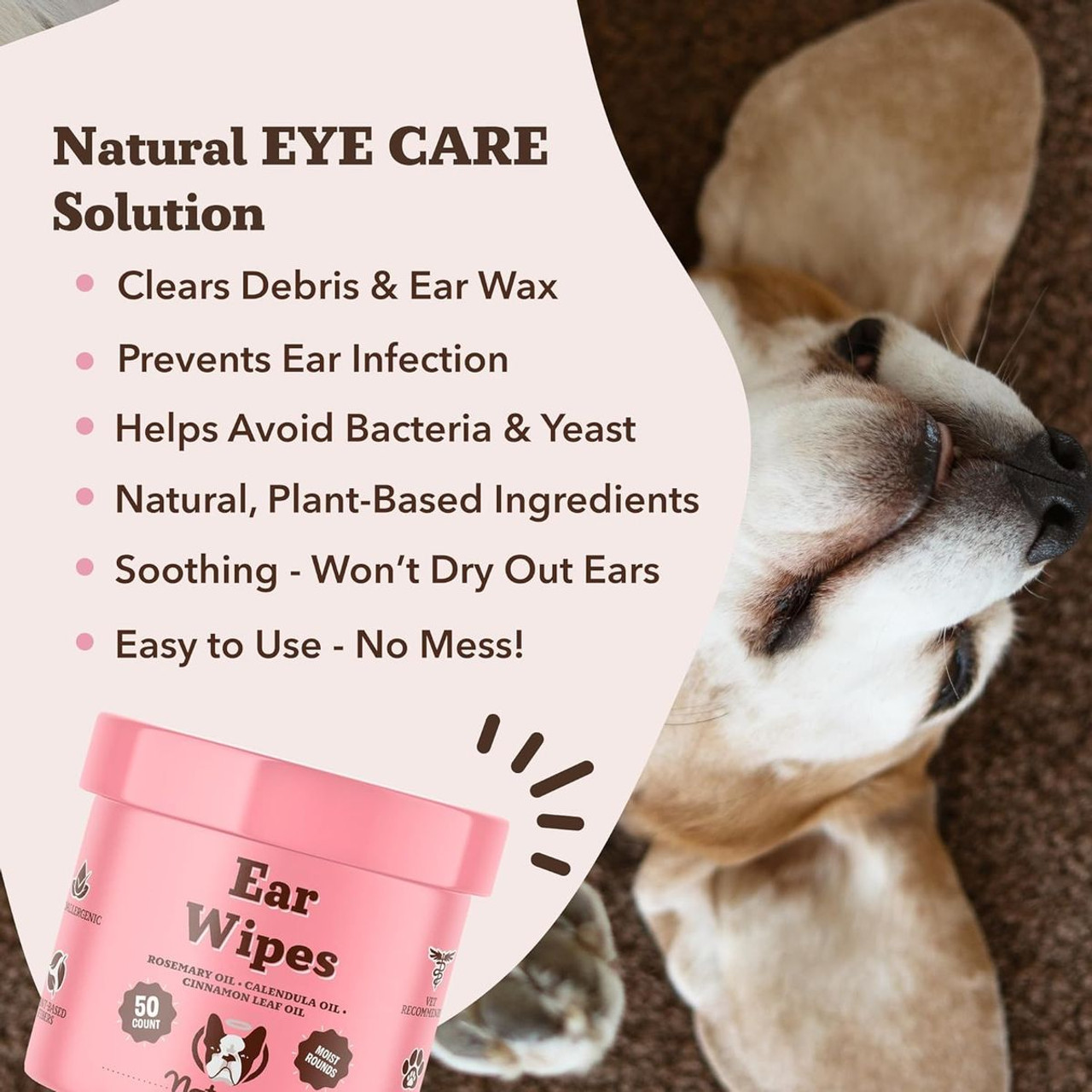 Essential Oil-Infused Dog Ear Wipes (50 Ct)  product image