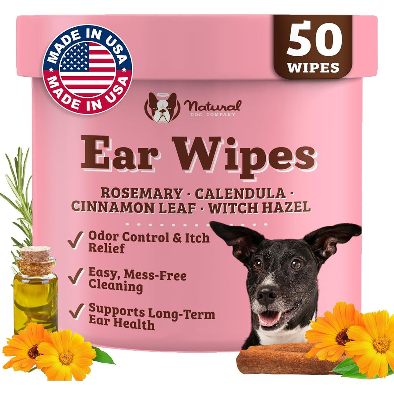 Essential Oil-Infused Dog Ear Wipes (50 Ct)  product image