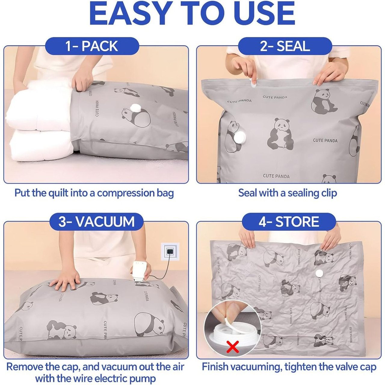 Tear-Proof Vacuum Storage Bags with Pump (5 Jumbo + 5 Large) product image