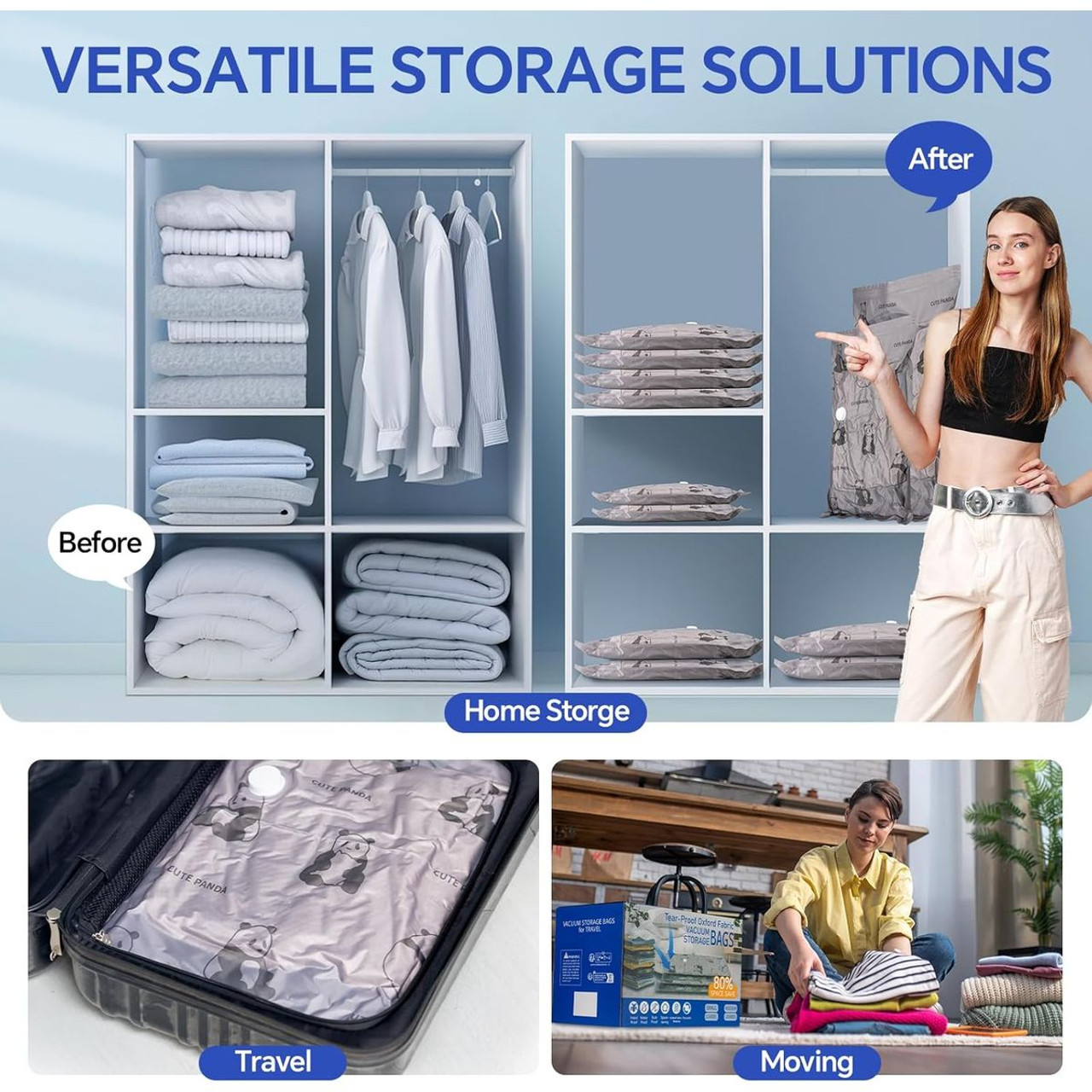 Tear-Proof Vacuum Storage Bags with Pump (5 Jumbo + 5 Large) product image