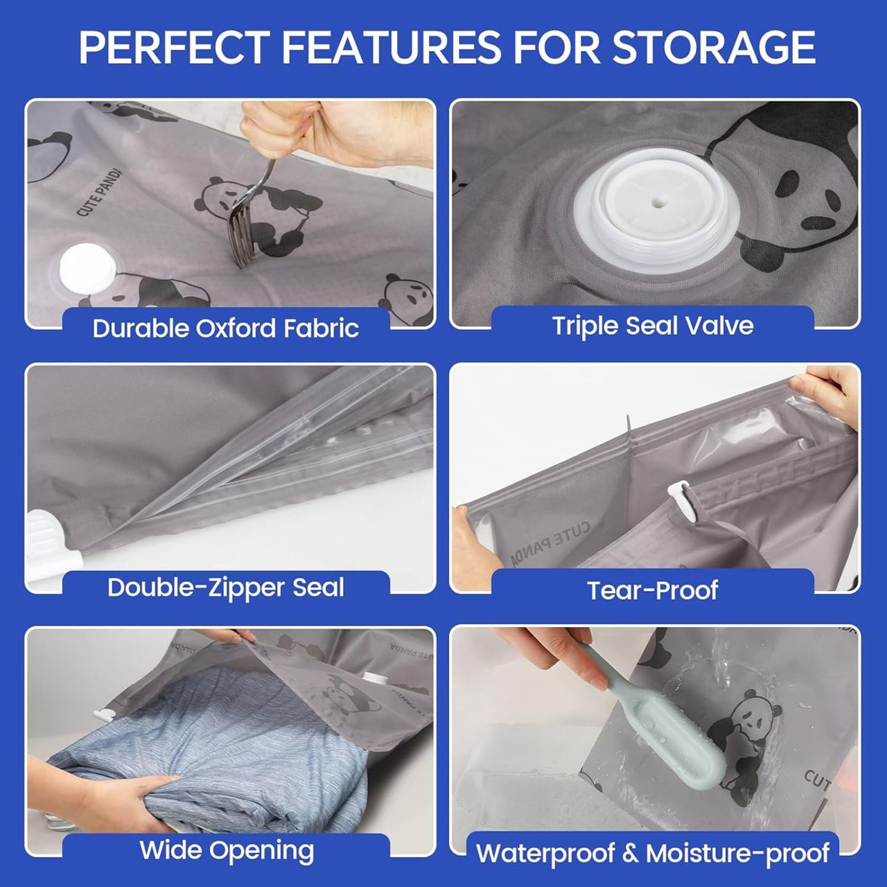 Tear-Proof Vacuum Storage Bags with Pump (5 Jumbo + 5 Large) product image