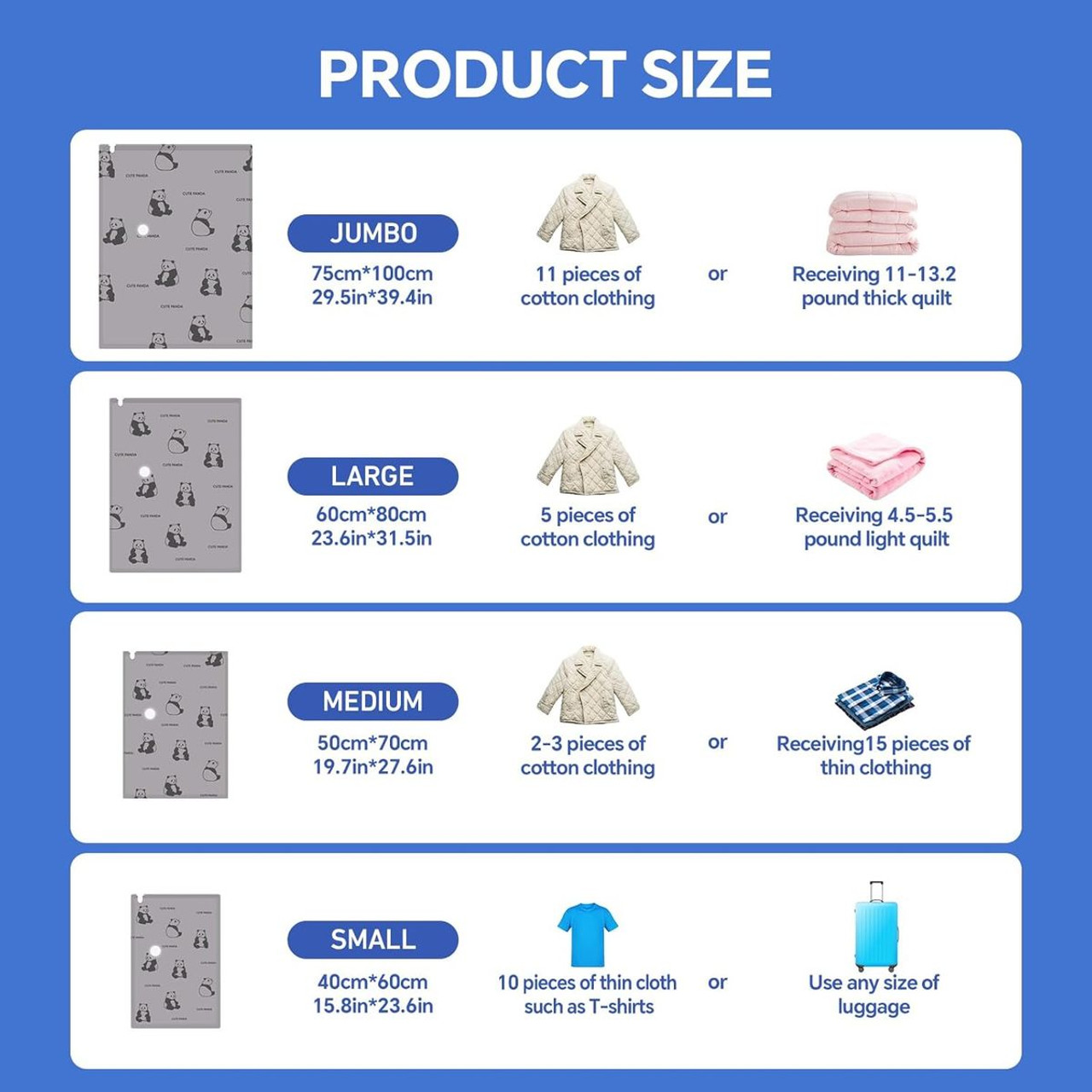 Tear-Proof Vacuum Storage Bags with Pump (5 Jumbo + 5 Large) product image
