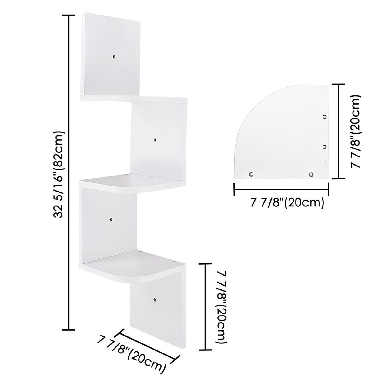 3-Tier Zigzag Floating Wall-Mounted Corner Shelf product image