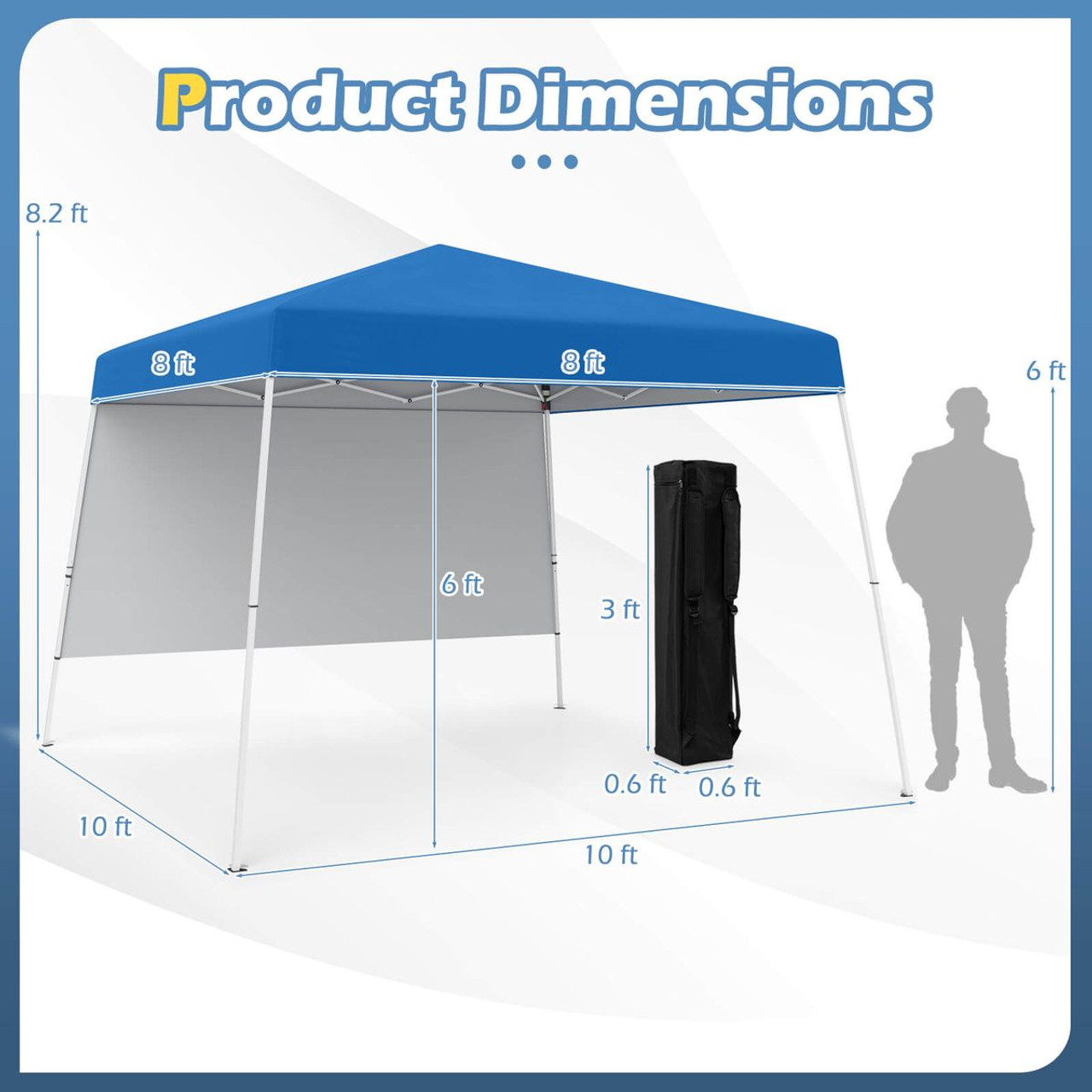 10 x 10-Foot Pop up Canopy with Sidewall and Portable Backpack product image