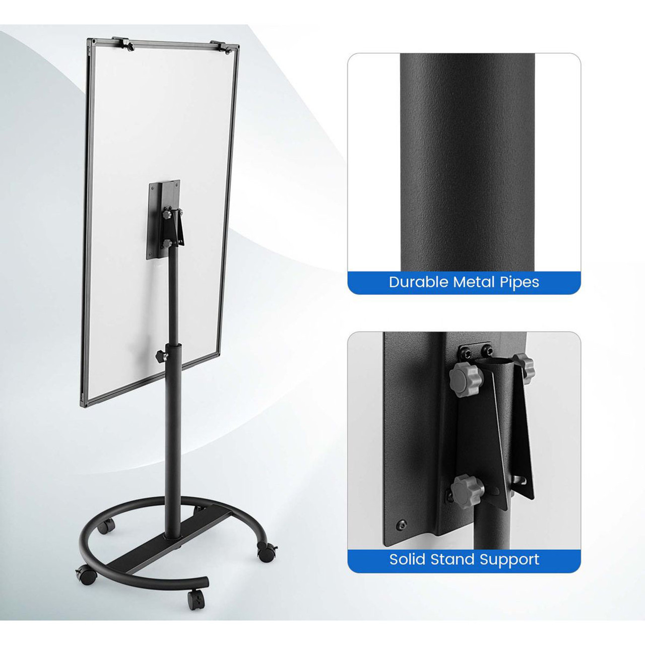 Height-Adjustable Mobile Whiteboard with Round Stand product image Height-Adjustable Mobile Whiteboard with Round Stand product image