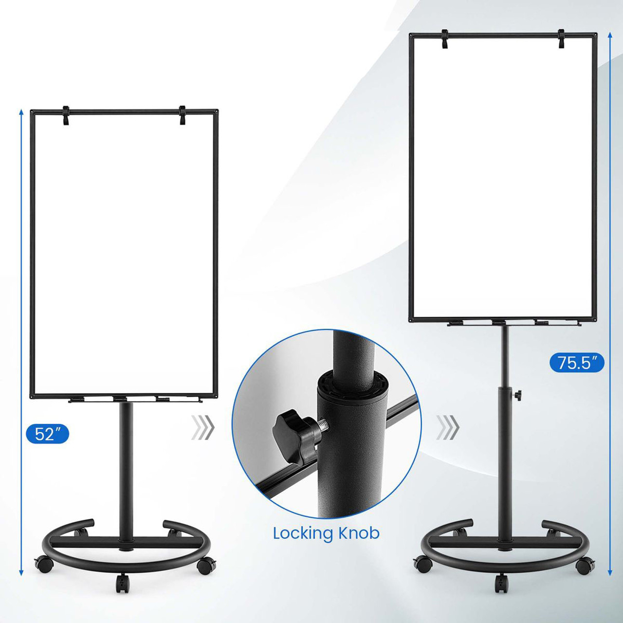 Height-Adjustable Mobile Whiteboard with Round Stand product image Height-Adjustable Mobile Whiteboard with Round Stand product image