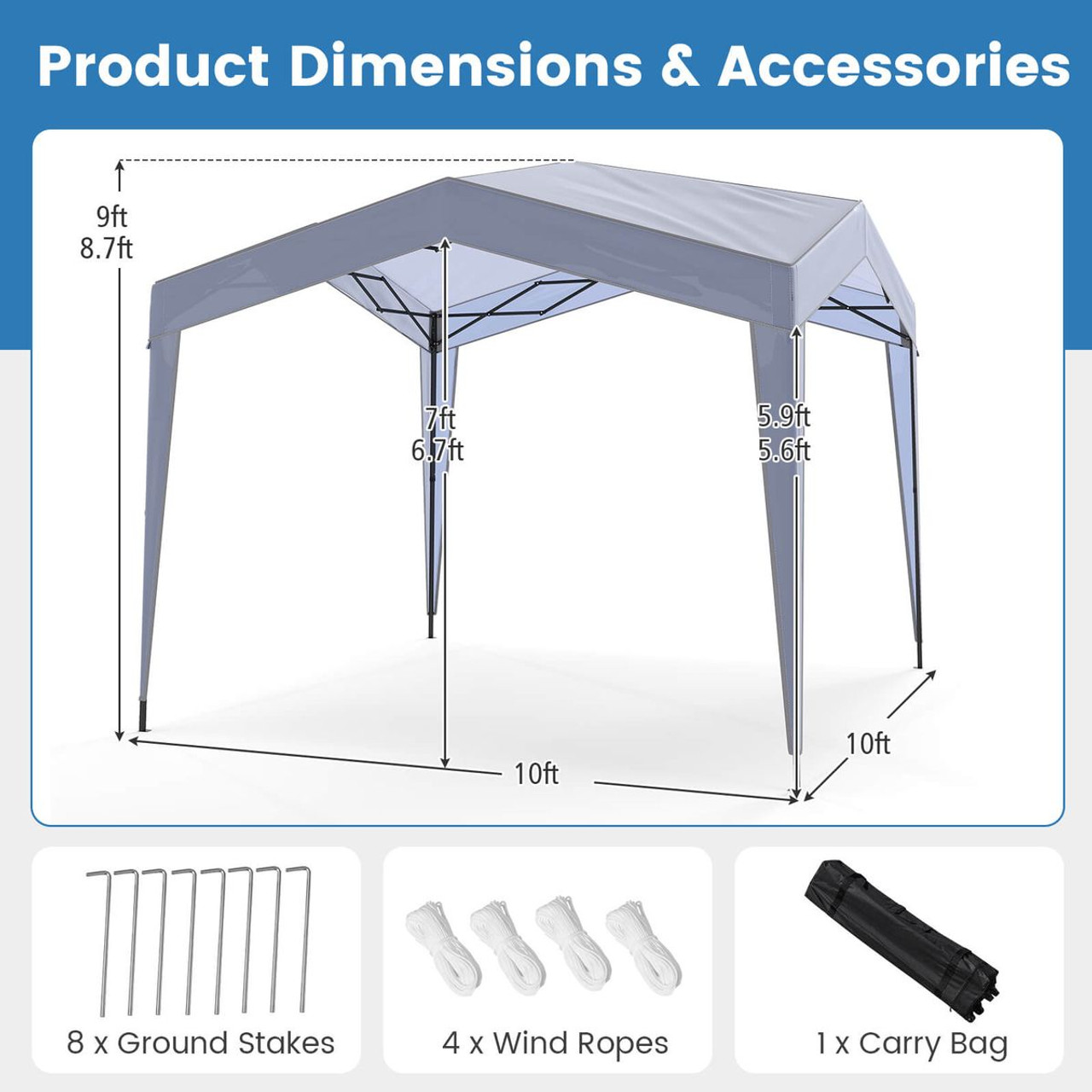 10 x 10-foot Outdoor Pop-Up Canopy with Roller Bag product image