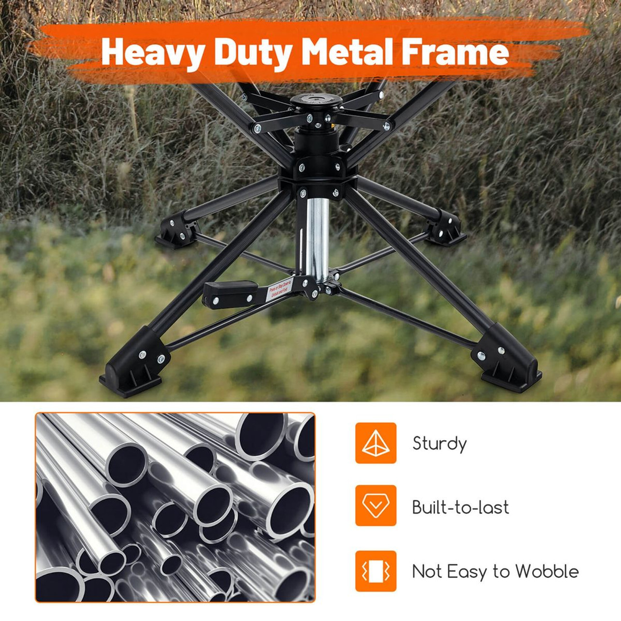 360° Swivel Hunting Chair with Mesh Cup Holder and Storage Pockets product image